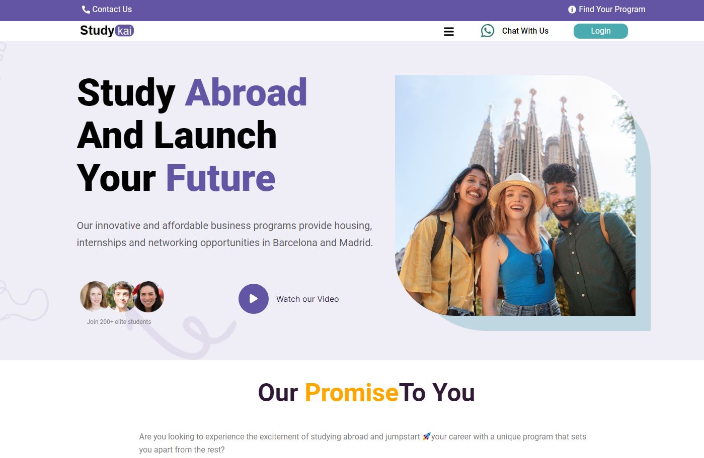 Barcelona Startup Studykai landing page