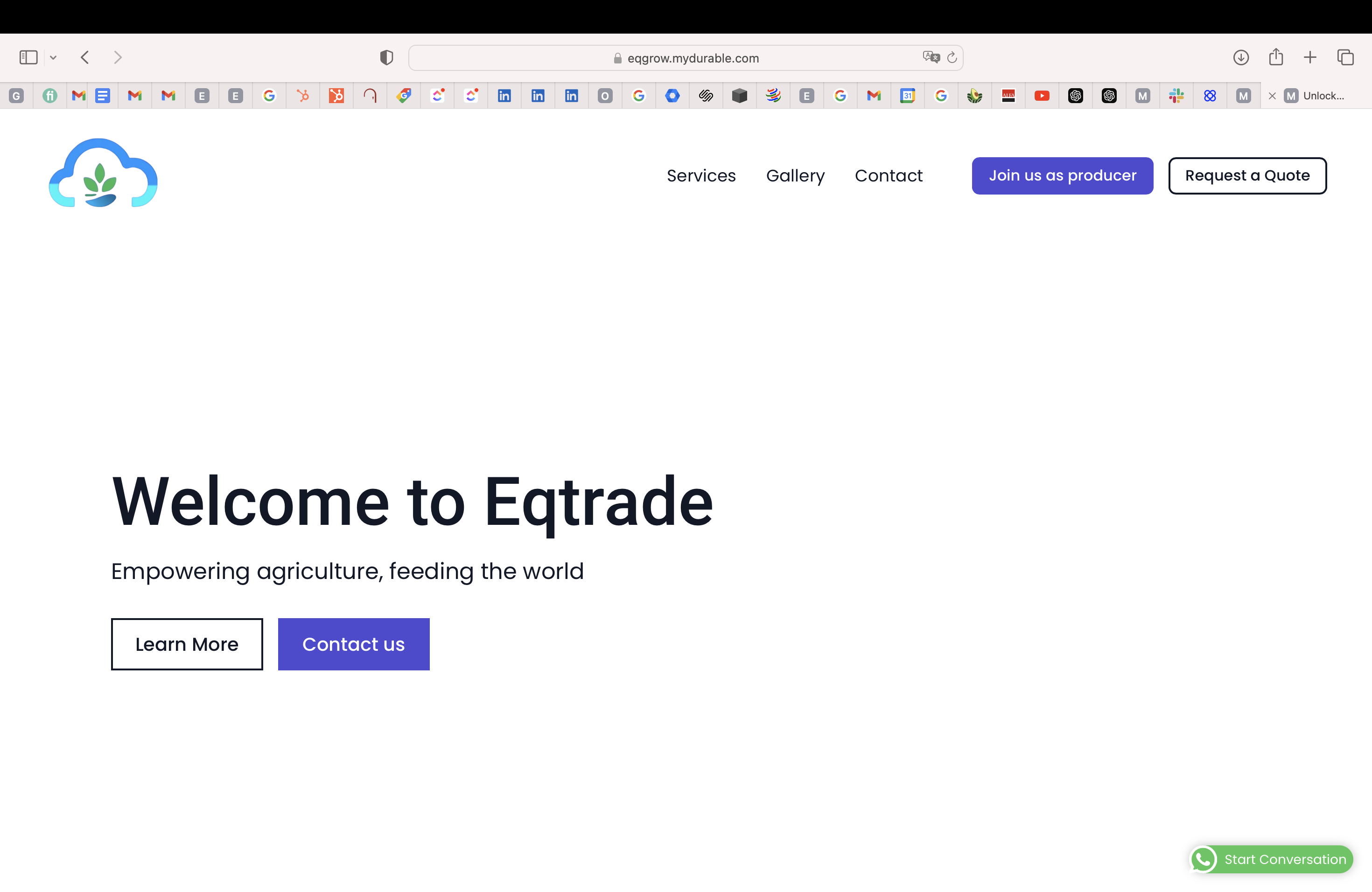 Barcelona Startup Eqtrade landing page