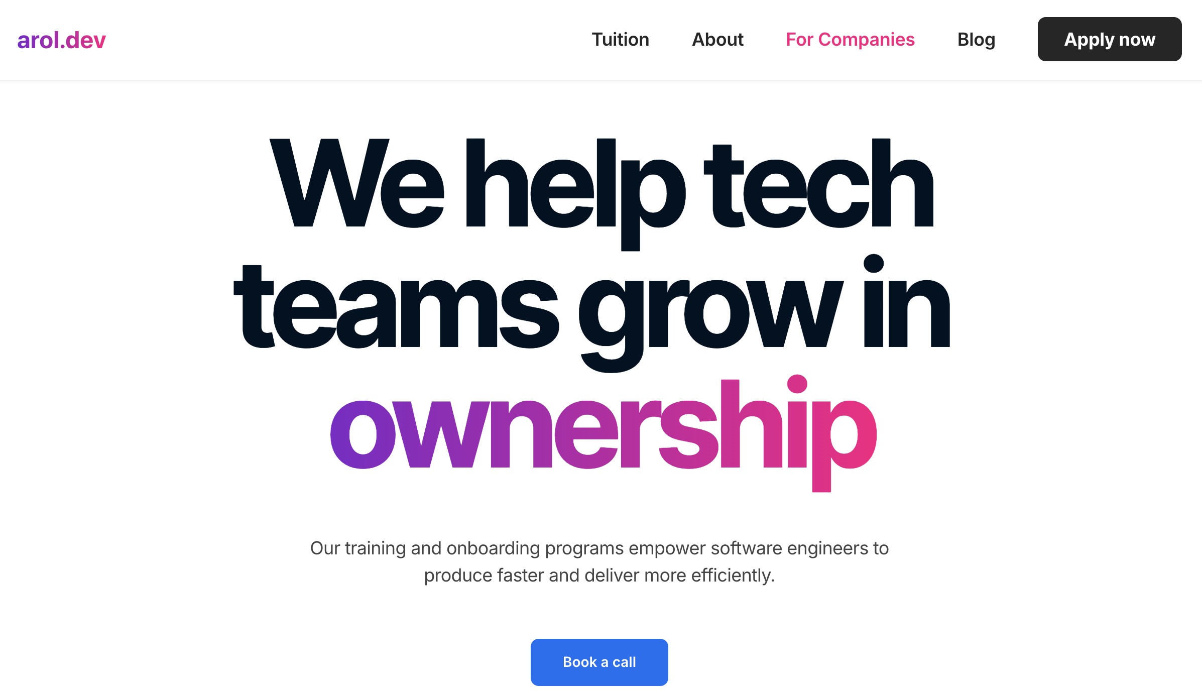 Barcelona Startup arol.dev landing page