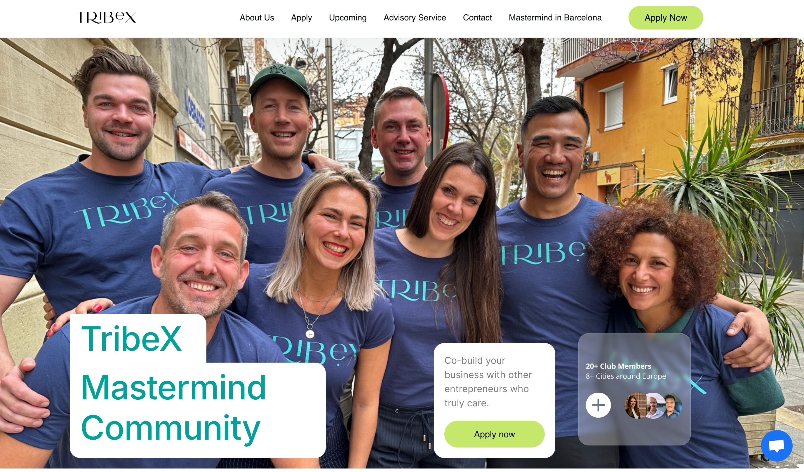 Barcelona Startup TribeX landing page